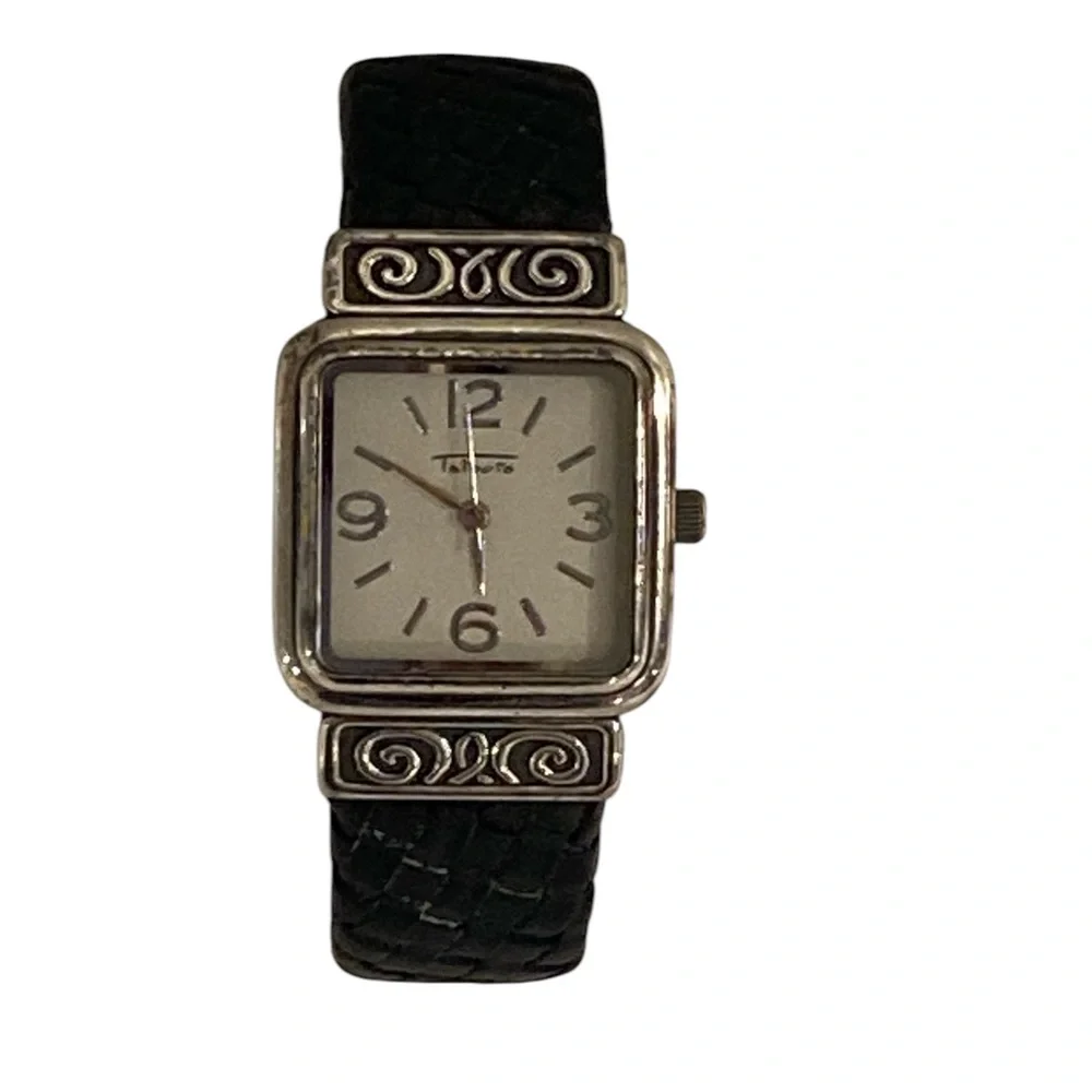Talbots Vintage Sterling Silver & Black Leather Women’s Watch - Like-New